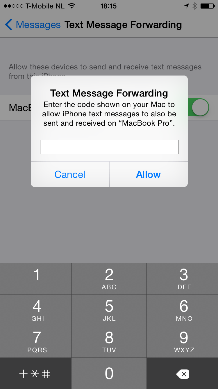 code for text message forwarding not showing up on mac solved